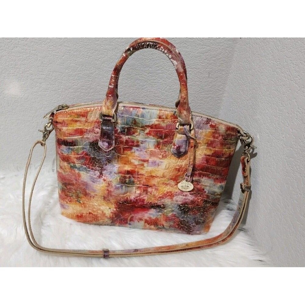 BRAHMIN Happy Hour Melbourne LARGE DUXBURY SATCHEL multi Orange purple blue